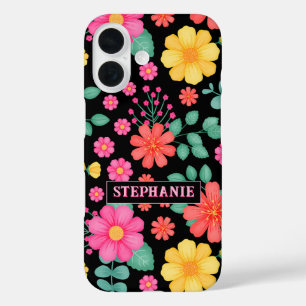 Personalisierte Mit Monogramm Wildblume Blumenschw iPhone 16 Hülle
