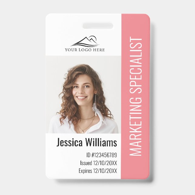 Personalisierte Mitarbeiter im Unternehmen Pink ID Ausweis (Vorderseite)