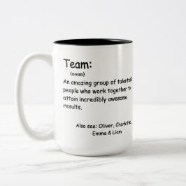 Personalisierte Mitarbeiterbewertung im Team Defin Zweifarbige Tasse