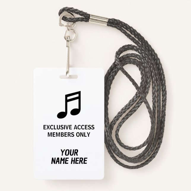 Personalisierte Mitglieder nur Musikkonzertpass Ausweis (Vorderseite mit Schlüsselband)