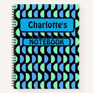 Personalisierte Mitte Modern Blue Green Notizbuch