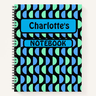 Personalisierte Mitte Modern Blue Green Notizbuch