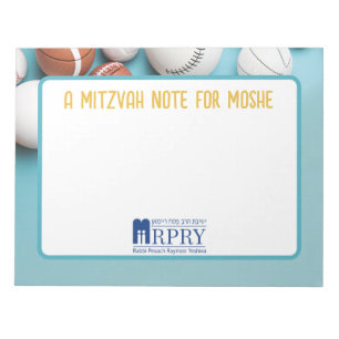 Personalisierte Mitzvah-Anmerkung - Sport Notizblock