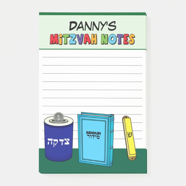 Personalisierte Mitzvah-Gegenstände - grün Post-it Klebezettel (Vorderseite)