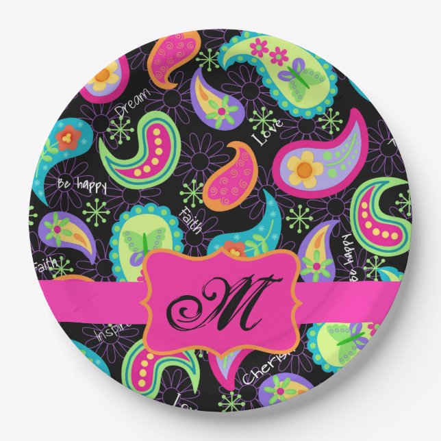 Personalisierte Mod Paisley Pappteller (Vorderseite)