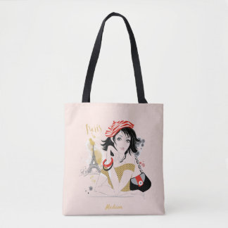 Personalisierte Mode Girl Paris Sketch Tote Bag Tasche