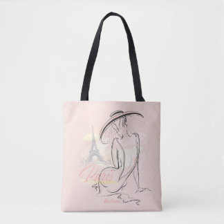 Personalisierte Mode Girl Paris Sketch Tote Bag Tasche