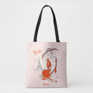Personalisierte Mode Girl Paris Sketch Tote Bag Tasche