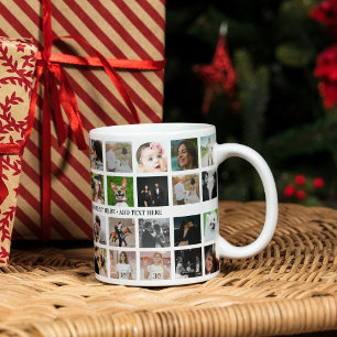 Personalisierte moderne 40-Foto-Collage und Text-G Kaffeetasse