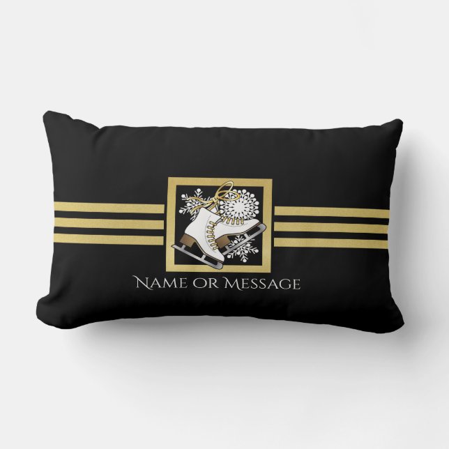 Personalisierte moderne Black Gold Glitzer Ice Ska Lendenkissen (Vorderseite)