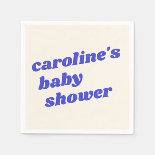 Personalisierte moderne blaue Retro-Baby-Party für Serviette