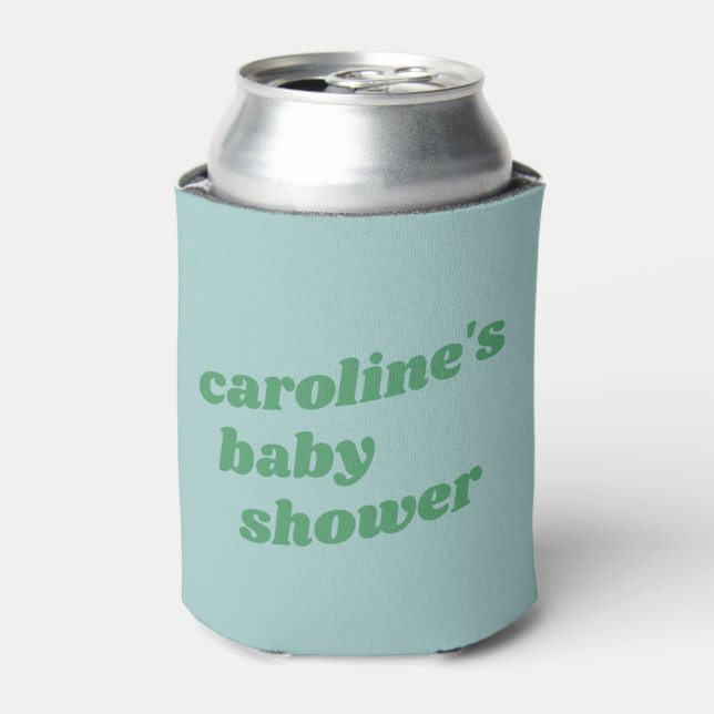 Personalisierte, moderne Blue Green Retro Baby Dus Dosenkühler (Kanne Vorderseite)