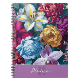 Personalisierte moderne blumenmonogramm notizblock