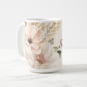Personalisierte moderne Boho Wasserfarben-Blume Pa Kaffeetasse