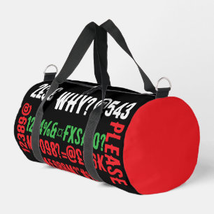 Personalisierte moderne Buchstaben Rot Schwarz Grü Duffle Bag