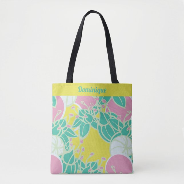 Personalisierte moderne Bud & Blume Muster Tote Ta Tasche (Vorderseite)