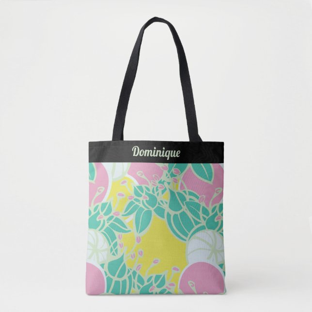 Personalisierte moderne Bud & Blume Muster Tote Ta Tasche (Vorderseite)