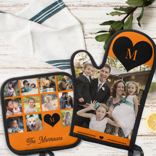Personalisierte moderne Collage mit mehreren Fotos Ofenhandschuh & Topflappen-Set