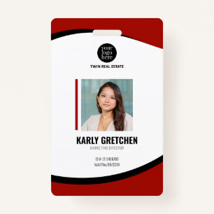 Personalisierte moderne Corporate Employee ID Red Ausweis