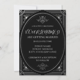 Personalisierte moderne Deco-Schwarz-Weiß-Hochzeit Einladung
