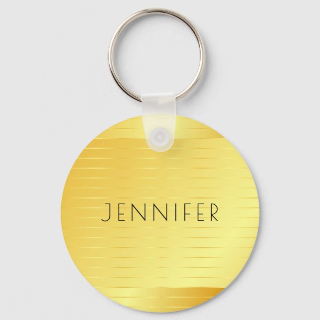 Personalisierte, moderne, elegante Gold Look Vorla Schlüsselanhänger (Vorderseite)