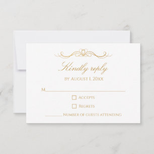 Personalisierte moderne elegante goldene und weiße RSVP karte