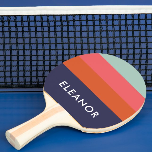 Personalisierte, moderne Farbblockstreifen Tischtennis Schläger (InSitu)