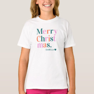 Personalisierte moderne Farben frohe Weihnachten T-Shirt