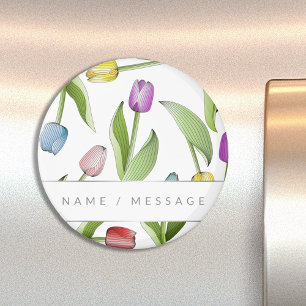 Personalisierte Moderne Farbige Tulpen Blumen Magnet