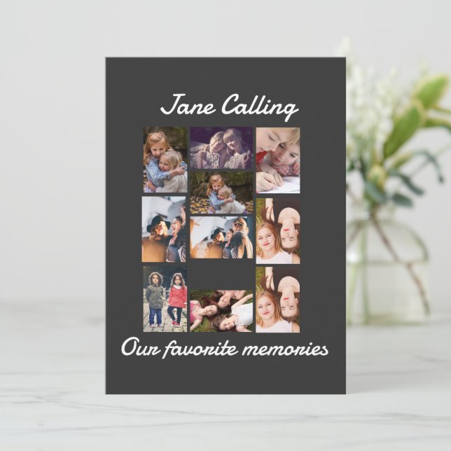 Personalisierte moderne Freunde 10 FotoCollage Einladung (Stehend Vorderseite)
