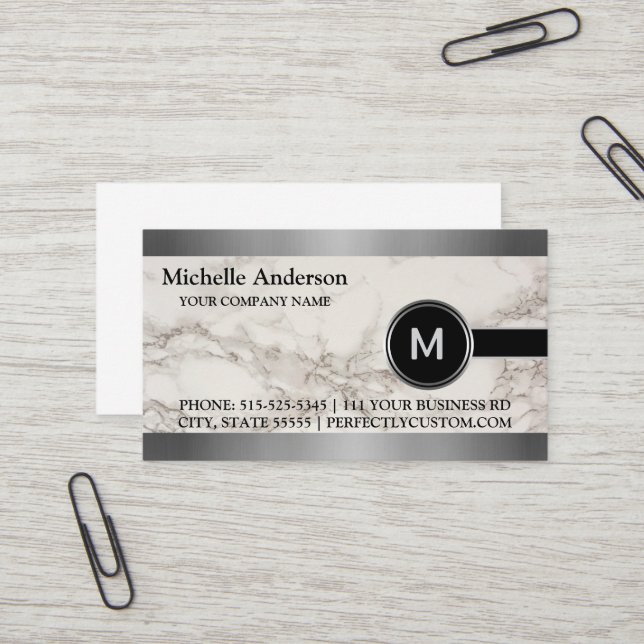 Personalisierte moderne Führungskraft Gray Marble  Visitenkarte (Vorderseite/Rückseite Beispiel)