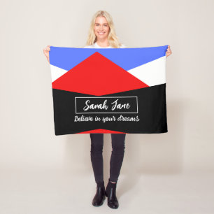 Personalisierte moderne geometrische Rot & Blau Fleecedecke