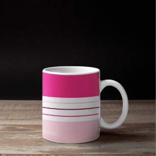 Personalisierte, moderne Girl Pink Streifen Kaffeetasse