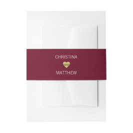 Personalisierte, moderne GoldHERZ-Hochzeit Einladungsbanderole