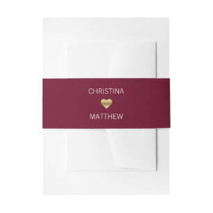 Personalisierte, moderne GoldHERZ-Hochzeit Einladungsbanderole