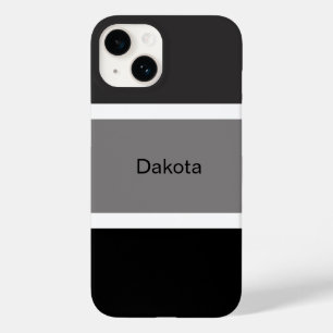 Personalisierte moderne graue schwarze weiße Strei Case-Mate iPhone 14 Hülle