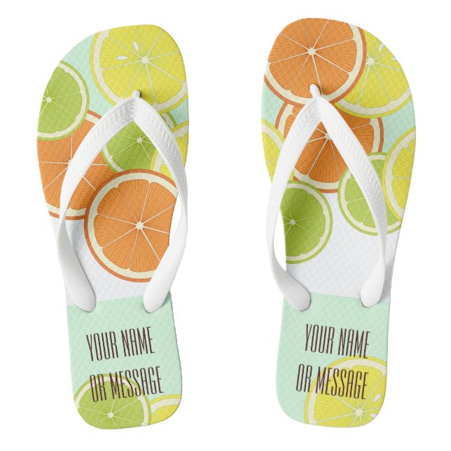 Personalisierte, moderne, grüne Zitrusfrüchte Flip Flops (Fußbett)