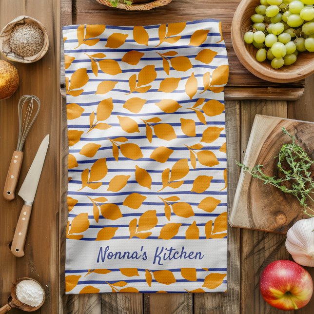 Personalisierte moderne italienische Küche Lemons Geschirrtuch (Von Creator hochgeladen)