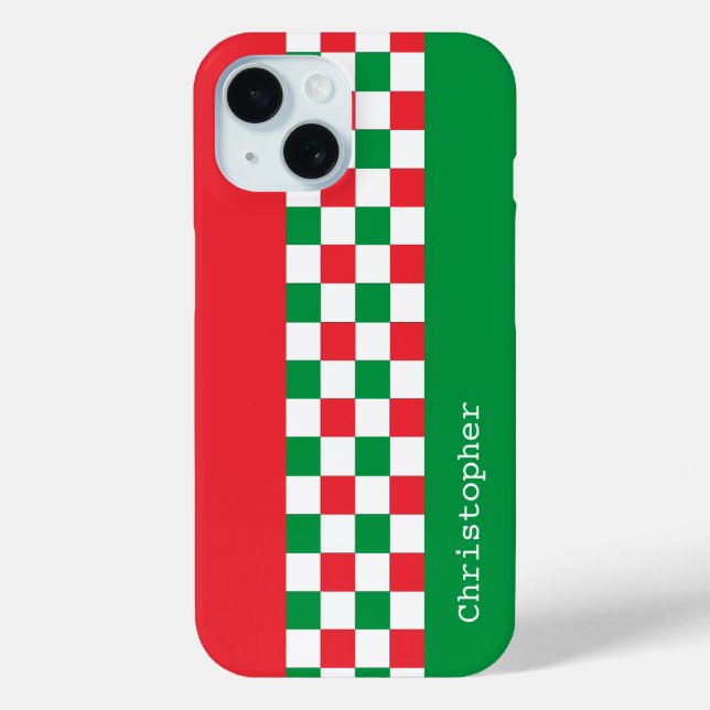 Personalisierte moderne italienische Racing-Karo Case-Mate iPhone Hülle (Rückseite)