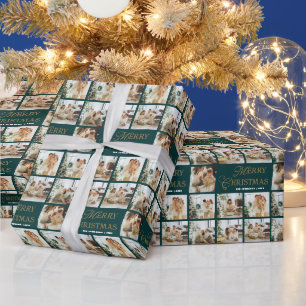 Personalisierte moderne Kalligrafie Weihnachtsfoto Geschenkpapier