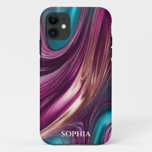 Personalisierte Moderne Magenta, Türkis und Gold- Case-Mate iPhone Hülle