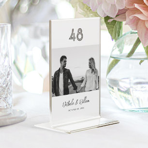 Personalisierte moderne Minimal-Foto-Hochzeit Tischnummer