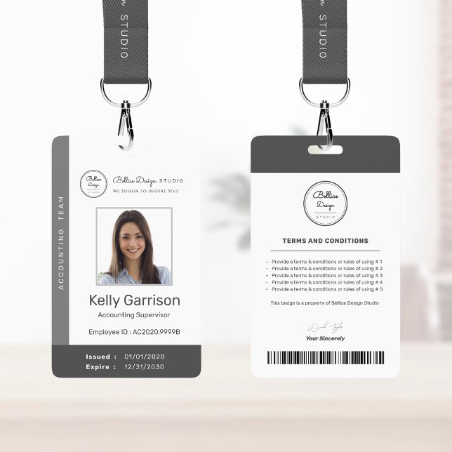 Personalisierte moderne Mitarbeiter-ID mit Barcode Ausweis (Von Creator hochgeladen)