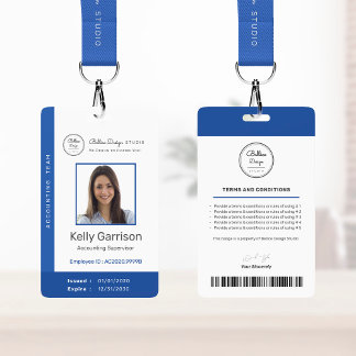 Personalisierte moderne Mitarbeiter-ID mit Barcode Ausweis