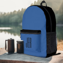 Personalisierte moderne Monogram-Initials Schwarz  Bedruckter Rucksack