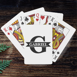 Personalisierte moderne Monogram Name Poker Cards Spielkarten