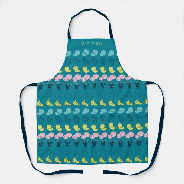 Personalisierte moderne Obst- und Veggie-Print-Sch Schürze (Vorderseite)