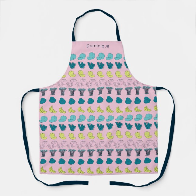 Personalisierte moderne Obst- und Veggie-Print-Sch Schürze (Vorderseite)