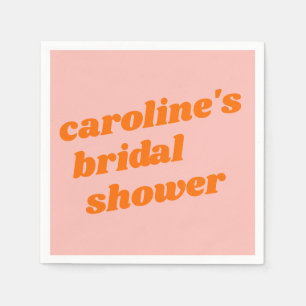 Personalisierte moderne pink-orange Retro-Baby-Par Serviette