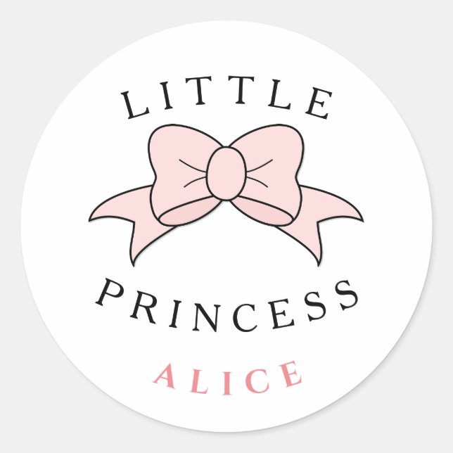Personalisierte moderne Princess Baby Girl Runder Aufkleber (Vorderseite)